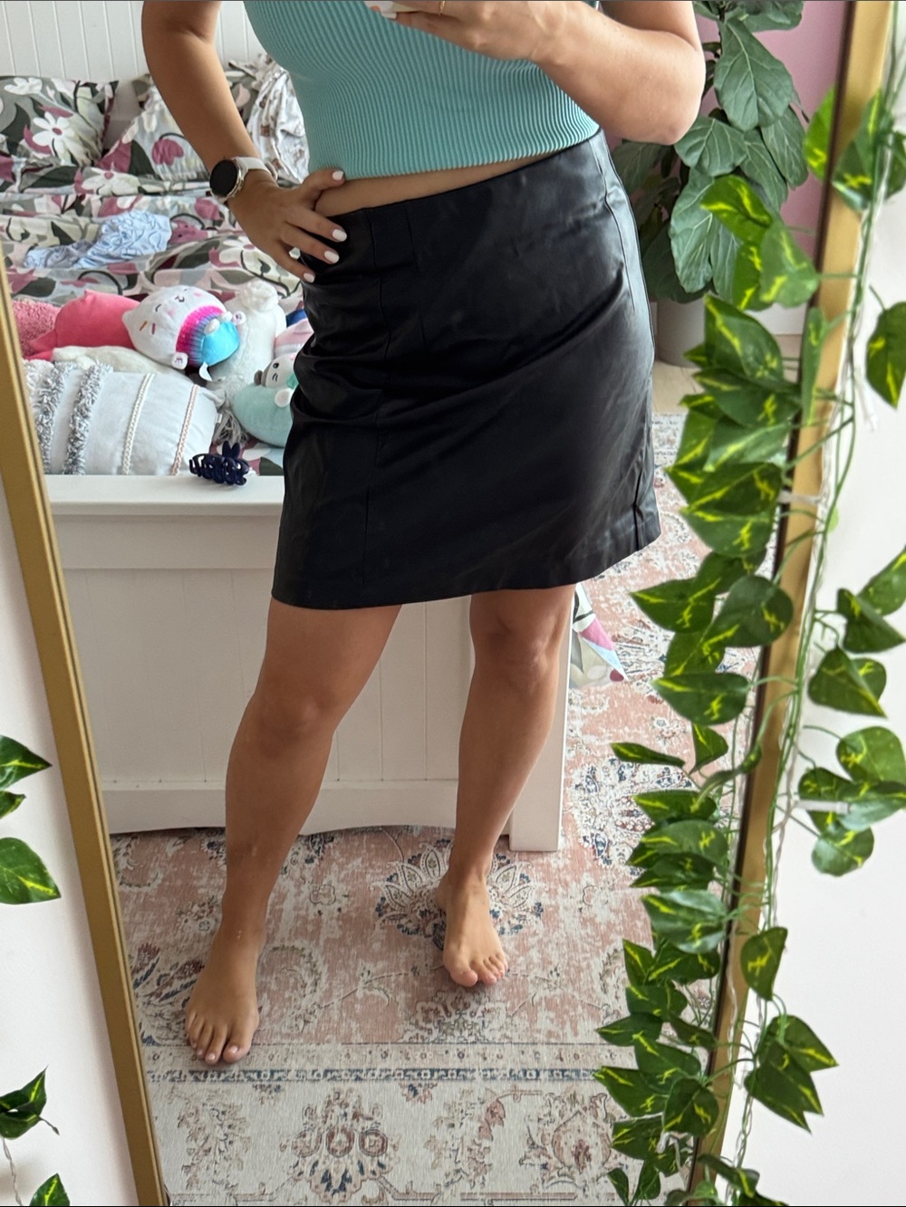 Dynamite Black Faux Leather Mini Skirt